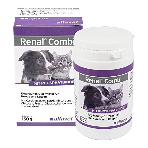Alfavet Renal Combi, Wirkstoffkomplex mit Phosphatbinder zur geregelten Nährstoffversorgung bei Nierenerkrankung für Hund und Katze, Pulver 150g von Alfavet