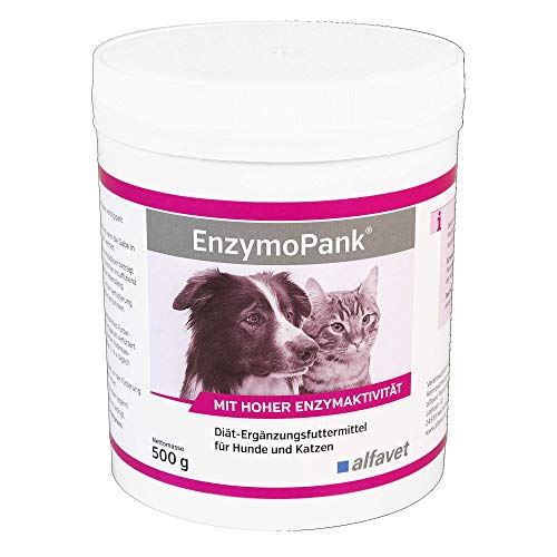 alfavet EnzymoPank, bei unzureichender Verdauung, exokriner Pankreasinsuffizienz, für Hund und Katze, Diät Ergänzungsfuttermittel, Pulver, 500g von Alfavet