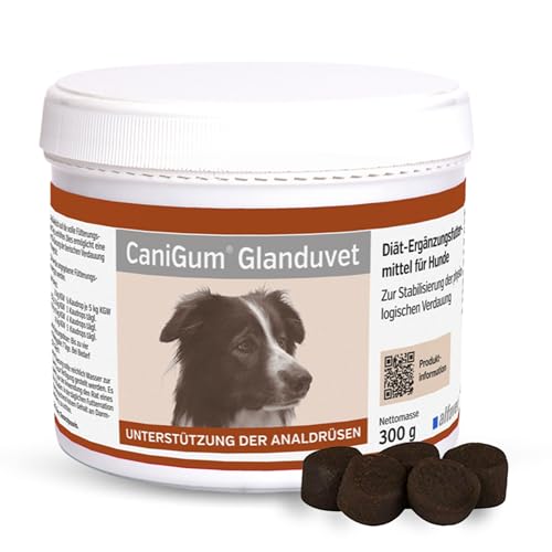 alfavet CaniGum Glanduvet 300 g, Kaudrops zur Unterstützung der Analdrüsen, Diät-Ergänzungsfuttermittel für Hunde, Weiche Kausnacks mit Präbiotika, Probiotika & Flohsamenschalen von Alfavet