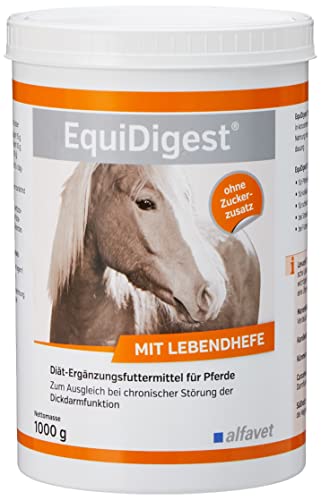 alfavet EquiDigest, zum Ausgleich bei chronischer Störung der Dickdarmfunktion, Diät-Ergänzungsfuttermittel für Pferde, 1000g Pulver von Alfavet