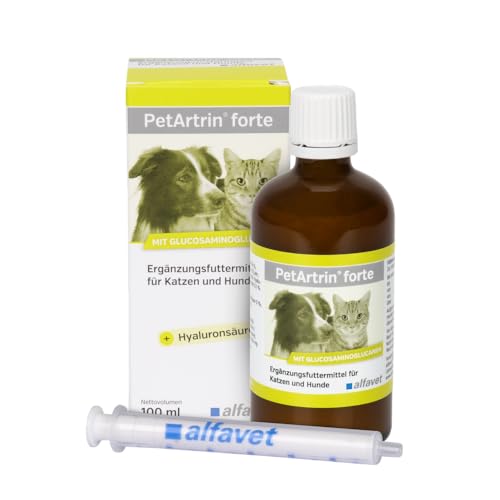 alfavet PetArtrin forte, Ergänzungsfutter für Katzen und Hunde, unterstützt Gelenkstoffwechsel bei Osteoarthritis, 100 ml Spender von Alfavet