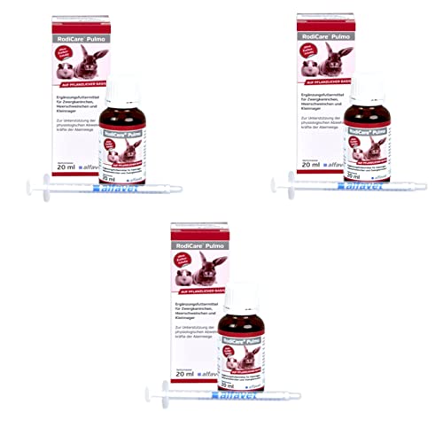 Alfavet RodiCare Pulmo | 3er Pack | 3 x 20ml | Ergänzungsfuttermittel für Kleinnager | Zur Unterstützung der Atemwege von Meerschweinchen und Kleinnagern | Dosierspritze von Alfavet