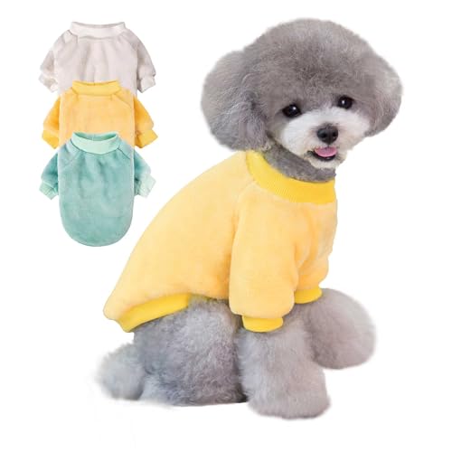 Algudbilt Hundepullover für kleine Hunde, Jungen, Mädchen, XS, Hunde- und Katzen-Shirts, Winterkleidung, Sweatshirt, Welpenmantel, Bekleidung (Schneegrün, Zitronengelb, Größe S) 3er-Pack von Algudbilt