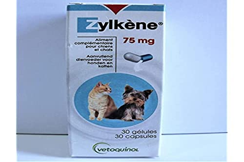 Vetoquinol Zylkene Ergänzungsfutter für Hunde und Katzen, 75 mg, Flasche mit 30 Kapseln von Vetoquinol