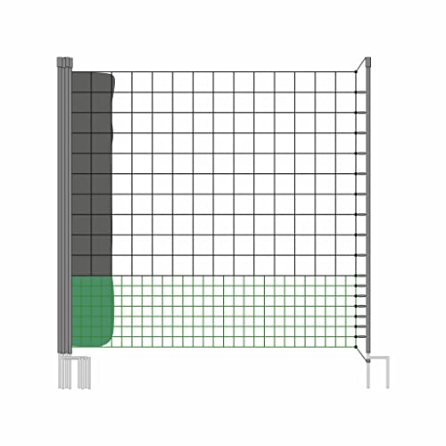 Hühnerzaun-Set 50m mit 14 Doppelspikes, verstellbar, Zugangstür, inklusive Heringe von Alice's Garden