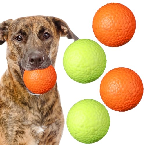 Aliceset Hunde-Tennisbälle für aggressive Kauer, unzerstörbares Hundespielzeug zum Zahnen, langlebiges Kauspielzeug für Welpen, schwimmend, für große, mittelgroße und kleine Hunde, 4 Stück von Aliceset