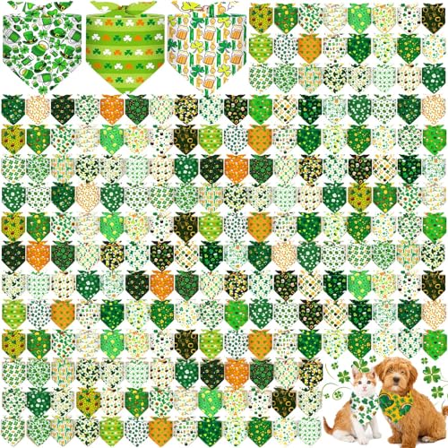 Aliceset St. Patrick's Day Hundehalstücher, Großpackung mit Kleeblatt-Muster, bedrucktes Halstuch, Dreieck, Haustier-Schal, weiches Haustiergeschenk, tägliches Katzenkostüm, Zubehör für kleine und von Aliceset