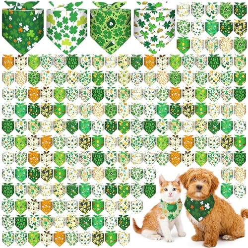 Aliceset St. Patrick's Day Hundehalstücher für Hunde, niedliches Kleeblatt, Halstücher für Hunde, weich, dreieckig, St. Patrick's Day, grün, für Jungen und Mädchen, kleine und mittelgroße Hunde, 180 von Aliceset