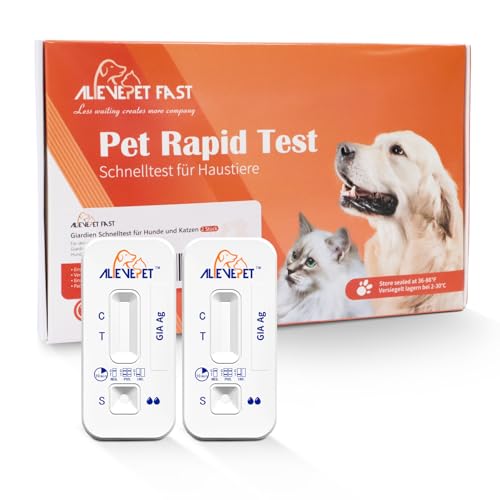 AlievePet 2 Tests Giardien Schnelltest Hund & Katze - Giardien-Test zuverlässig als Test bei Darmparasiten und Durchfall - Für Hunde & Katzen bei Giardia von AlievePet