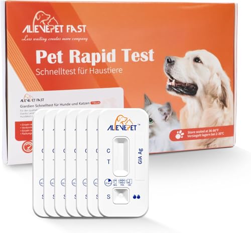 AlievePet Giardien Schnelltest Hund & Katze - Giardien-Test zuverlässig als Test bei Darmparasiten und Durchfall - Für Hunde & Katzen bei Giardia 7 Tests von AlievePet