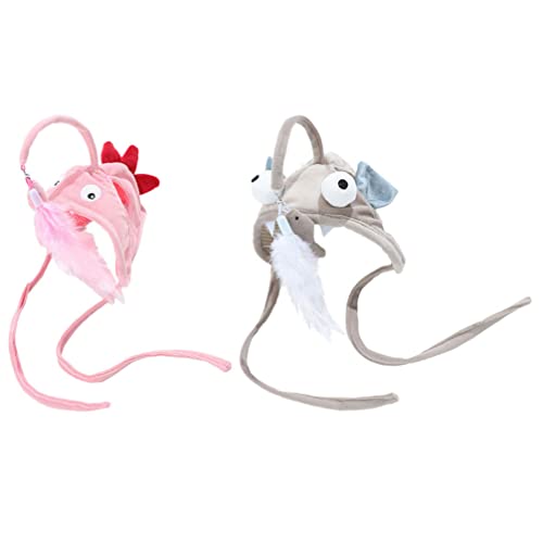 Alipis Anhänger 2 Stücke Katze Hut Katze Kostüm Fisch Hut Katze Spielzeug Katze Kopfbedeckung Kopfbedeckung Katze Necken Spielzeug Kätzchen Welpe Party Kostüm Zubehör Cat Head Toy von Alipis