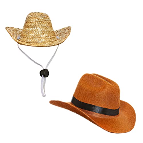 Alipis 2st Haustier-Cowboy-Hut Mini-Sombrero-Hut Dekorative Haustierhüte Hawaii-Outfits Hawaiianisches Hundekostüm Hundemütze Hawaiianische Kleidung Sommer Baumwolle Katze Kopfschmuck von Alipis