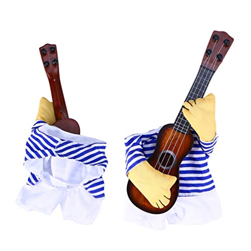 Alipis Hunde Kostüme Hunde Halskrause Haustiergitarre Kostü Kostü Gitarrist Player Outfit Dressing Kleidung Katze Gitarre Fancy Kostü Cosplay L Kostü Hunde Klamotten von Alipis