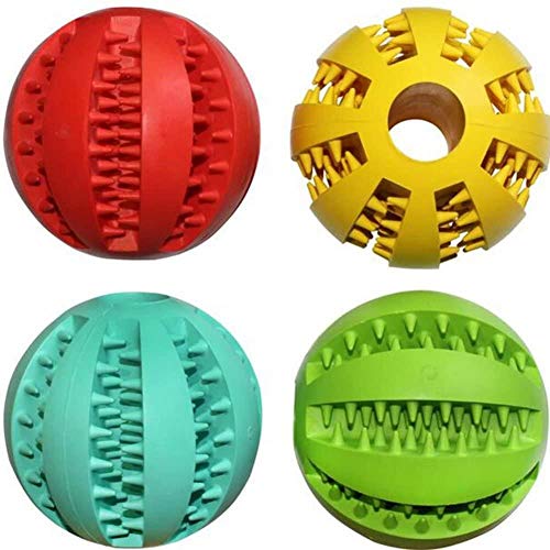 Alivisa 4 Satz Hundespielzeug-Kugel-Gummi-Hundenahrungsmittelkugel Hund Zahn-Reinigungs-Sportbälle Sets Fetch Interactive Spielzeug für kleine Hunde Farbe Sortiert,4 STÜCK von Alivisa