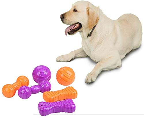 Alivisa Chewing Bounce Spielzeug Bälle Welpen Squeak Spielzeug Durable Hundekugel Spielzeug Hundeknochen Zahnreinigung Interaktive Spielzeuge für Hunde, 6PCS,6PCS von Alivisa