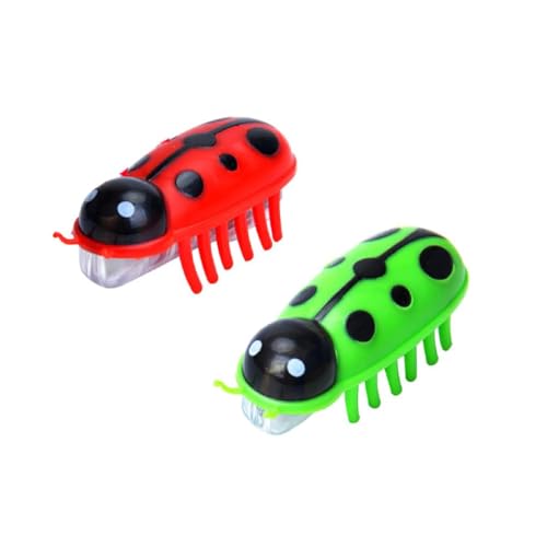 Allayu Interactive Cat Toy Mini Robot Beetle Cat Toy Electric Beetle Toy Interactive Pet Bug Toy for Pet Cat Mouse (Roter + Güner Marienkäfer) von Allayu