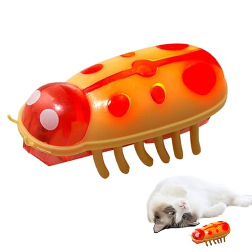 Allayu Interactive Cat Toy Substitutes for Endless Entertainment Mini Beetles Electric Insect Cat (Leuchtender Marienkäfer gelb rot) von Allayu