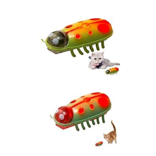 Allayu Interactive Cat Toy Substitutes for Endless Entertainment Mini Beetles Electric Insect Cat (rot grün + glühen) von Allayu