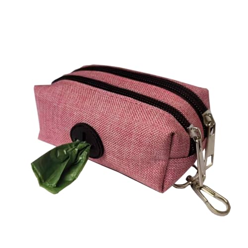 Allayu Tragbarer Taschenspender für die einfache Reinigung der Hundetasche, praktisch für die einfache Reinigung von Hundekot, mit doppeltem Kotbehälter, Rosa von Allayu