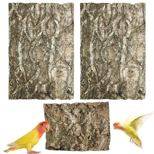 Allazone Papagei Kauspielzeug, Natürliche Kork Sitzbretter, Vogelkäfig Rinden Dekor Zubehör, Vogel Kork Barsch Stand für Sittich Nymphensittich Sittich Lovebird (3PCS, 20 x 30cm) von Allazone