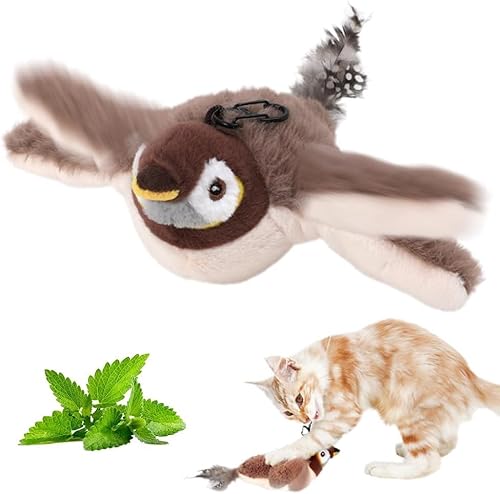 Allein Interaktives Katzenspielzeug Selbstbeschäftigung, Katzenspielzeug Vogel Spielzeug Katze, Elektrisches Vogelspielzeug für Katzen, Interactive Cat Toy, Flapping Bird Cat Toy (Spatz) von Allein