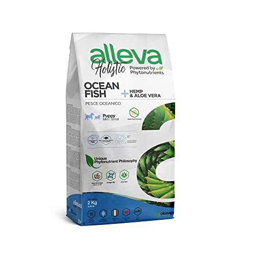 ALLEVA - Alleva Holistic Trockenfutter mit Fisch + Hanfsamen & Aloe Vera - Welpenfutter - Mini - Fein zubereitetes Trockenfutter ohne Getreide - Trockenfutter 2 kg - Beutel von Alleva