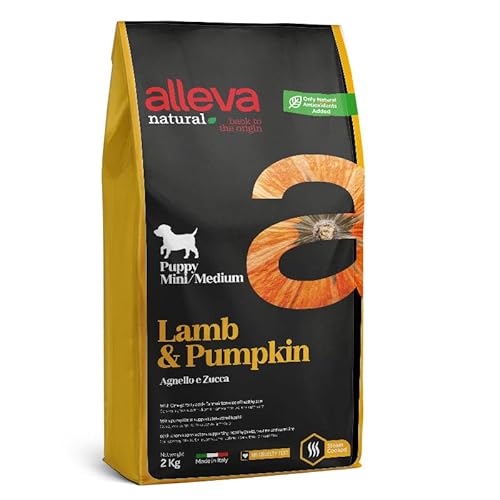 ALLEVA - Alleva Natural Trockenfutter mit Lamm & Kürbis - Welpenfutter - Mini/Medium - Trockenfutter 2 kg-Beutel von Alleva