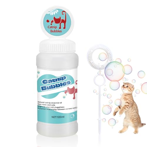 Allony Katzen Minze Seifenblasen, Seifenblasen für Katzen, Enthält Katzenminze-Aroma, Fördert Das Spiel und die Interaktion Mit Katzen, Geeignet Für Katzen und Kleine Haustiere-120ml von Allony