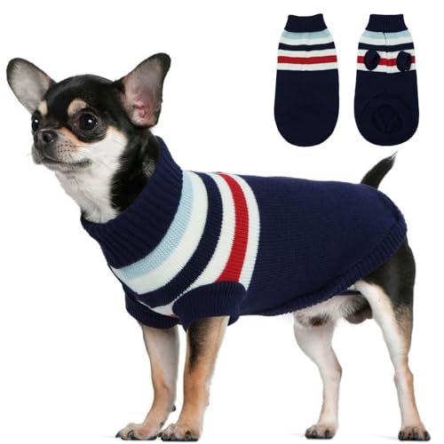 Allroaring Hundepullover für kleine Hunde, Hundepullover, Sweatshirt, Winter, Herbst, Jungen, Mädchen, warme Hundekleidung, Katzenbekleidung, Haustierkleidung, Marineblau, Größe XXS von Allroaring