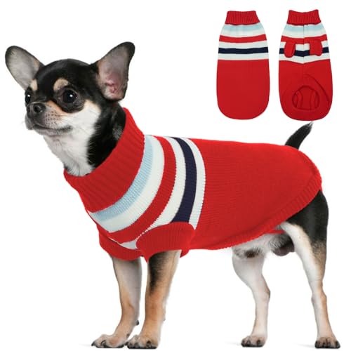 Allroaring Hundepullover für kleine Hunde, Hundepullover, Sweatshirt, Winter, Herbst, Jungen, Mädchen, warme Hundekleidung, Katzenbekleidung, Haustierkleidung, Rot, Größe XXS von Allroaring