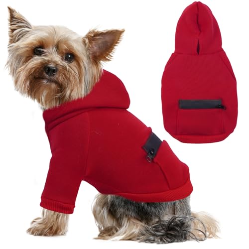 Allroaring Kapuzenpullover für kleine Hunde mit Tasche, Haustier-Fleecemantel, leichtes Haustier-Sweatshirt, warmer Hundepullover, weiche Welpenkleidung, Winter-Kleidung, Katzenbekleidung (Größe S, von Allroaring