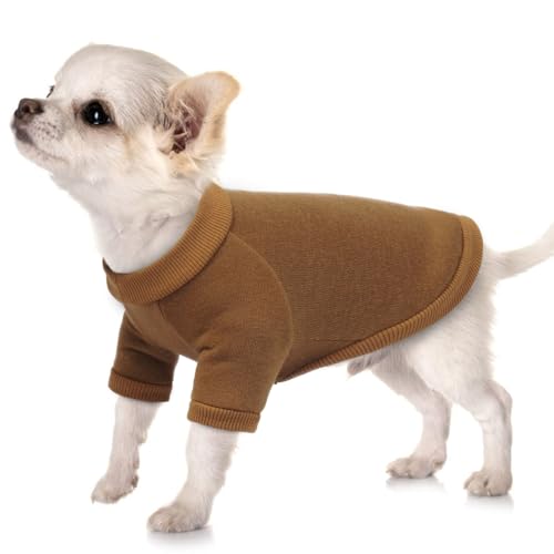 Hundepullover für kleine Hunde, Basic Hunde-Sweatshirt mit weichem Innenfleece, warmes Haustier-Shirt, extra kleiner Hundepullover, gemütlicher Welpen-Pyjama, Katzenkleidung, Winterhundekleidung für von Allroaring