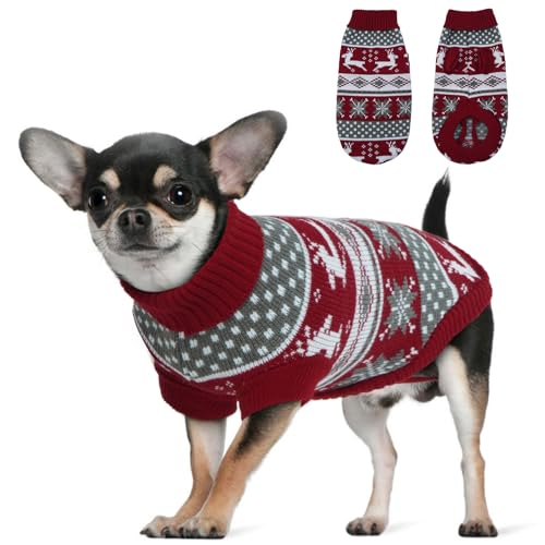 Allroaring Weihnachtspullover für kleine Hunde, Haustierpullover, Sweatshirt, warme Herbst-Winterkleidung, mittelgroß, Yorkie-Pudel von Allroaring