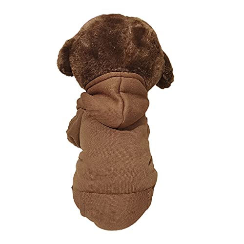 Hunde-Kapuzenpullover aus Fleece für kleine und mittelgroße Hunde, warmer Hundepullover, Winterwelpenkleidung, mittelgroße Katzenbekleidung, Hundemantel, Hunde-Fleece-Sweatshirt, Kaffee, Größe XS von Allroaring