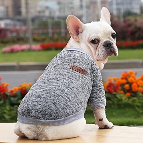 Pullover für kleine Hunde, weich für den Winter und Herbst, Fleece-Hunde-Kapuzenpullover, warmes Outfit, mittelgroße Katzenbekleidung, Haustierpullover, Urlaubssweatshirt, Grau, Größe L von Allroaring