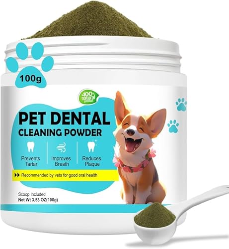 Hunde-Plaque-Entferner Effektive Zahnreinigungspulver, Alle Altersgruppen Hunde Dental Zahnreiniger Pulver, Hund Mundgeruch Eliminator Pet Dental Powder für Hunde Reinigung Zähne Zahnstein Plaque von Allyeah