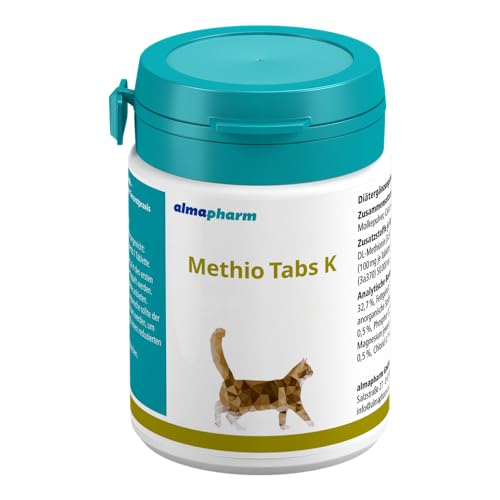 Almapharm Methio Tabs K | 200 Tabletten | Ergänzungsfuttermittel für Katzen | Vitalstoffe zur Ansäuerung des Harns | Zur Unterstützung bei Harnwegsproblemen | Mit Methionin von almapharm