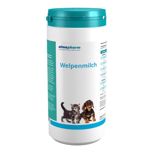 almapharm Welpenmilch | 800 g | Alleinfuttermittel für Hunde- und Katzenwelpen | Zur mutterlosen Aufzucht und Beifütterung | Mit Milchsäurebakterien und Fructo-Oligosacchariden von almapharm