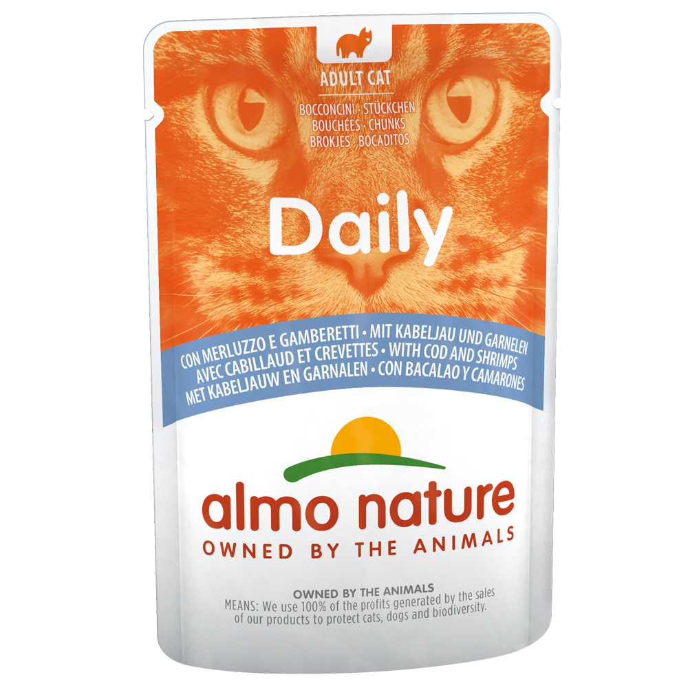 5 + 1 gratis! 6 x 70 g Almo Nature Daily Menu - Kabeljau und Garnelen von Almo Nature Daily