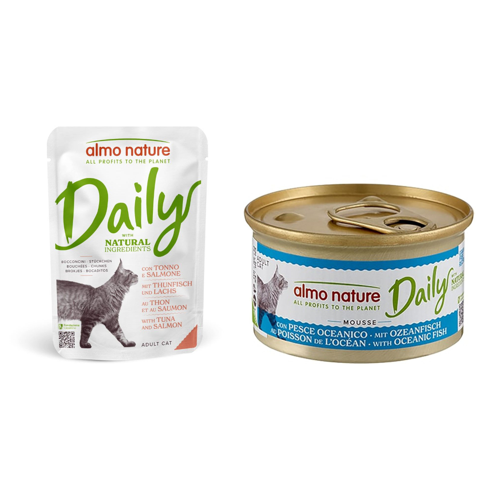 6 x 70 g Almo Nature Daily Menu Pouches + 6 x 85 g Dosen zum Sonderpreis! - 6 x 70 g Thunfisch und Lachs + 6 x 85 g Mousse mit Ozeanfisch 6 x 70 g Almo Nature Daily Menu Pouches + 6 x 85 g Dosen zum Sonderpreis! - 6 x 70 g Thunfisch und Lachs + 6 x 85 g Mousse mit Ozeanfisch von Almo Nature Daily