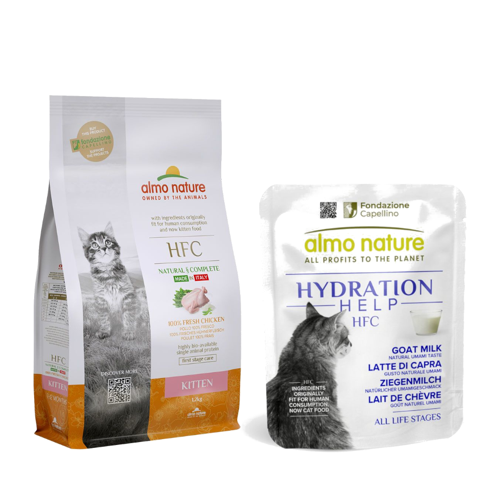 1,2 kg Almo Nature HFC + 6 x 50 g Hydration Help gratis! - Kitten Huhn + Ziegenmilch von Almo Nature HFC