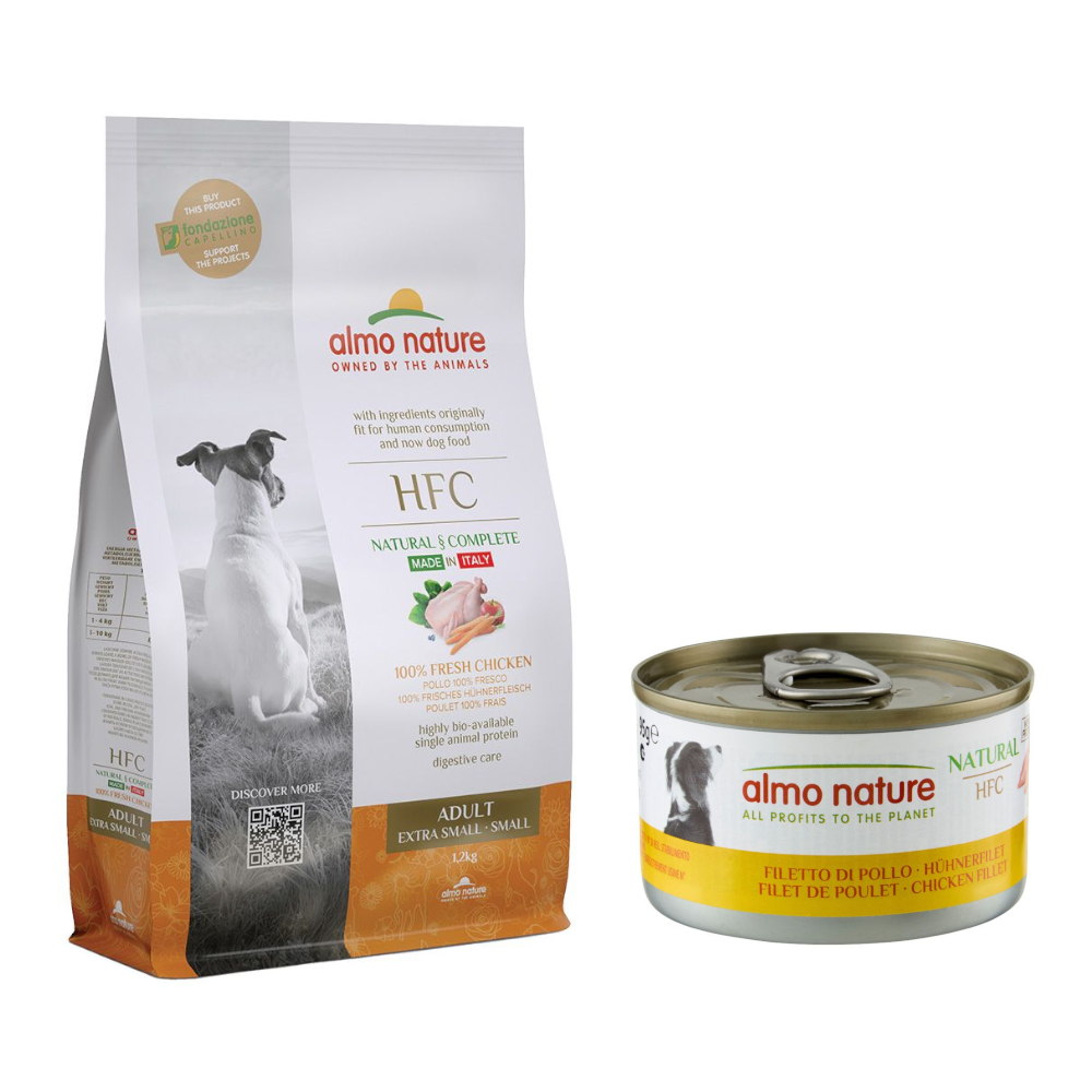 1,2 kg Almo Nature HFC Adult XS-S + 12 x 95 g Nassfutter zum Sonderpreis! - Huhn + Hühnerfilet 1,2 kg Almo Nature HFC Adult XS-S + 12 x 95 g Nassfutter zum Sonderpreis! - Huhn + Hühnerfilet von Almo Nature HFC
