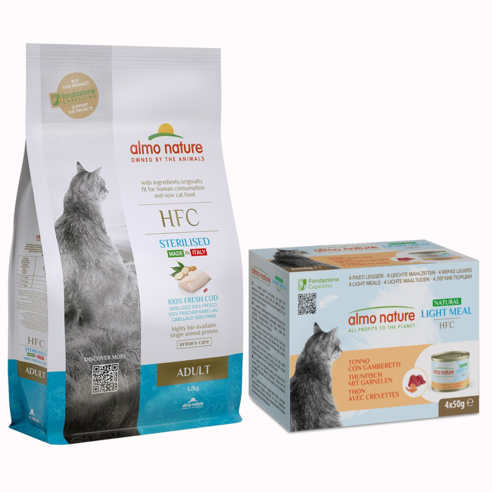 1,2 kg Almo Nature HFC Sterilized + 4 x 50 g passendes Nassfutter gratis! - Adult Sterilized Kabeljau 1,2 kg Almo Nature HFC Sterilized + 4 x 50 g passendes Nassfutter gratis! - Adult Sterilized Kabeljau von Almo Nature HFC