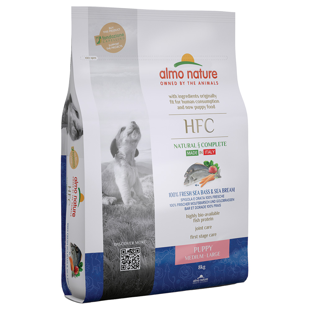 1 kg gratis! 8 kg Almo Nature HFC - Puppy M-L Wolfsbarsch & Dorade von Almo Nature HFC