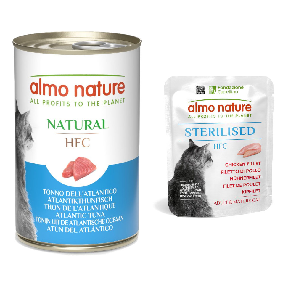 6 x 140 g Almo Nature HFC Dose + 6 x 50 g Beutel zum Sonderpreis! - 6 x 140 g Natural Atlantikthunfisch + 6 x 50 g Sterilised Hühnerfilet 6 x 140 g Almo Nature HFC Dose + 6 x 50 g Beutel zum Sonderpreis! - 6 x 140 g Natural Atlantikthunfisch + 6 x 50 g Sterilised Hühnerfilet von Almo Nature HFC