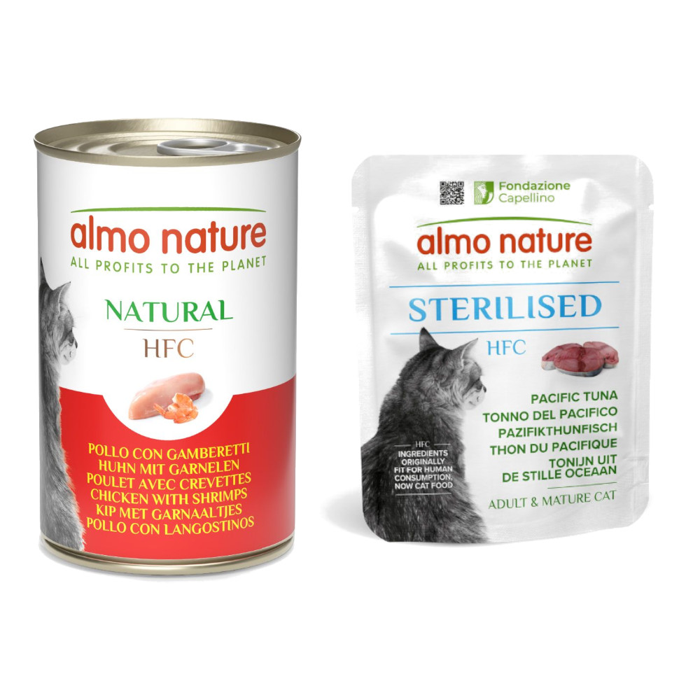 6 x 140 g Almo Nature HFC Dose + 6 x 50 g Beutel zum Sonderpreis! - 6 x 140 g Natural Huhn mit Garnelen + 6 x 50 g Sterilised Pazifikthunfisch 6 x 140 g Almo Nature HFC Dose + 6 x 50 g Beutel zum Sonderpreis! - 6 x 140 g Natural Huhn mit Garnelen + 6 x 50 g Sterilised Pazifikthunfisch von Almo Nature HFC