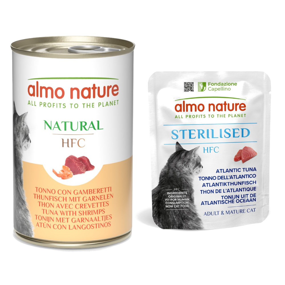 6 x 140 g Almo Nature HFC Dose + 6 x 50 g Beutel zum Sonderpreis! - 6 x 140 g Natural Thunfisch mit Garnelen + 6 x 50 g Sterilised Atlantikthunfisch 6 x 140 g Almo Nature HFC Dose + 6 x 50 g Beutel zum Sonderpreis! - 6 x 140 g Natural Thunfisch mit Garnelen + 6 x 50 g Sterilised Atlantikthunfisch von Almo Nature HFC