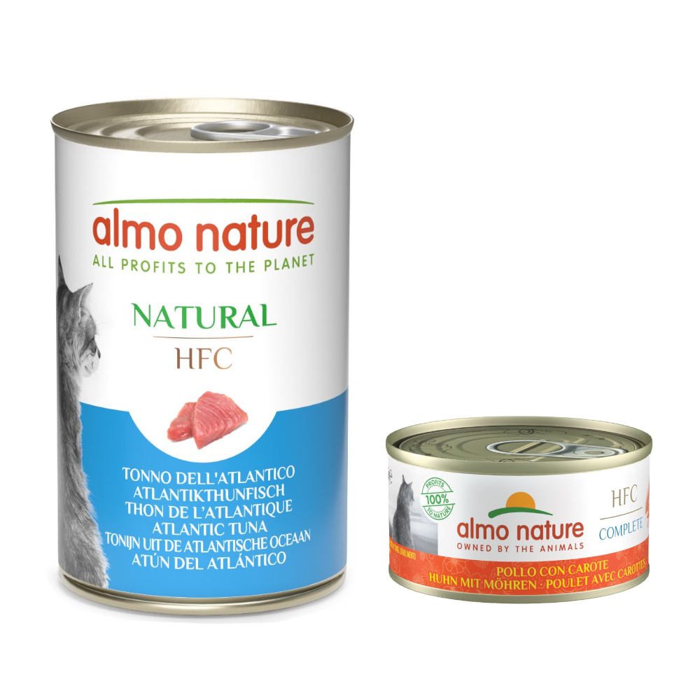 6 x 140 g Almo Nature HFC Natural + 6 x 70 g Complete zum Sonderpreis! - 6 x 140 g Atlantikthunfisch + 6 x 70 g Huhn mit Karotte 6 x 140 g Almo Nature HFC Natural + 6 x 70 g Complete zum Sonderpreis! - 6 x 140 g Atlantikthunfisch + 6 x 70 g Huhn mit Karotte von Almo Nature HFC