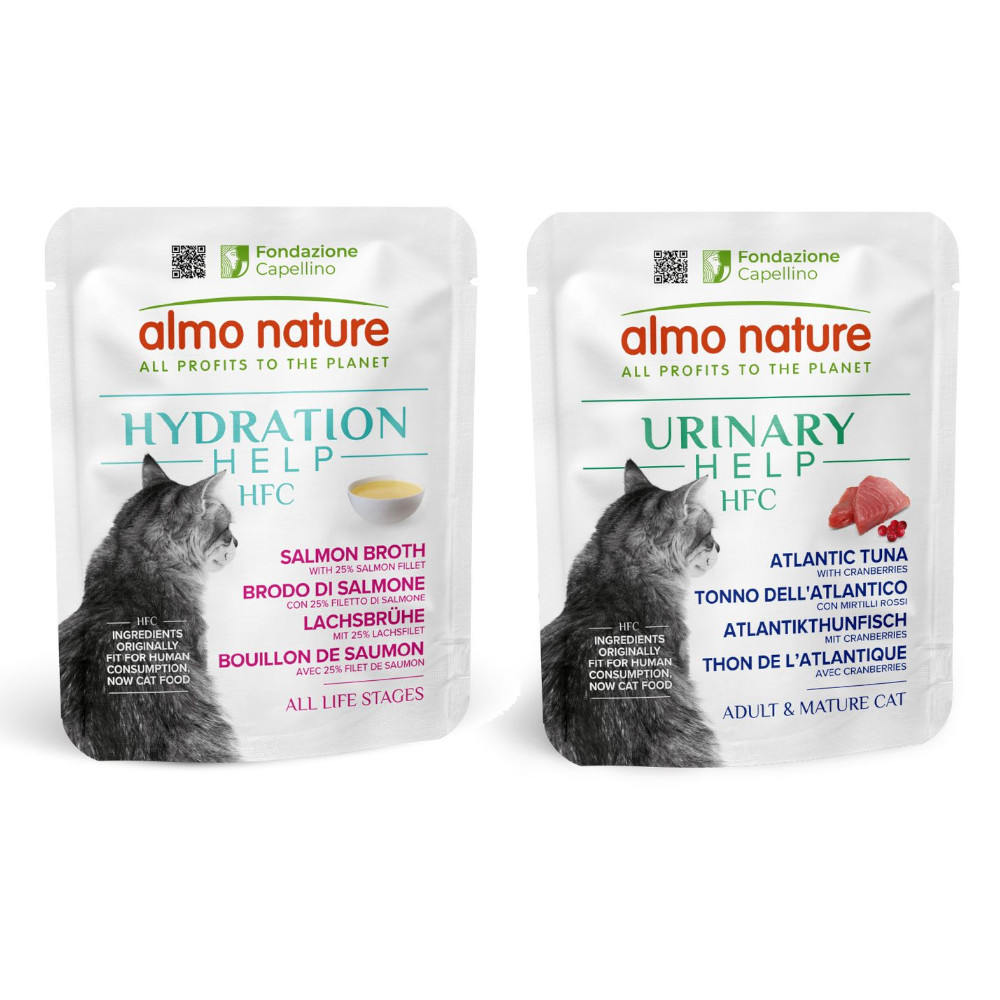 6 x 50 g Almo Nature HFC Hydration Help + 6 x 50 g Urinary Help zum Sonderpreis! - Lachsbrühe mit Lachsfilet + Atlatikthunfisch mit Cranberrys 6 x 50 g Almo Nature HFC Hydration Help + 6 x 50 g Urinary Help zum Sonderpreis! - Lachsbrühe mit Lachsfilet + Atlatikthunfisch mit Cranberrys von Almo Nature HFC