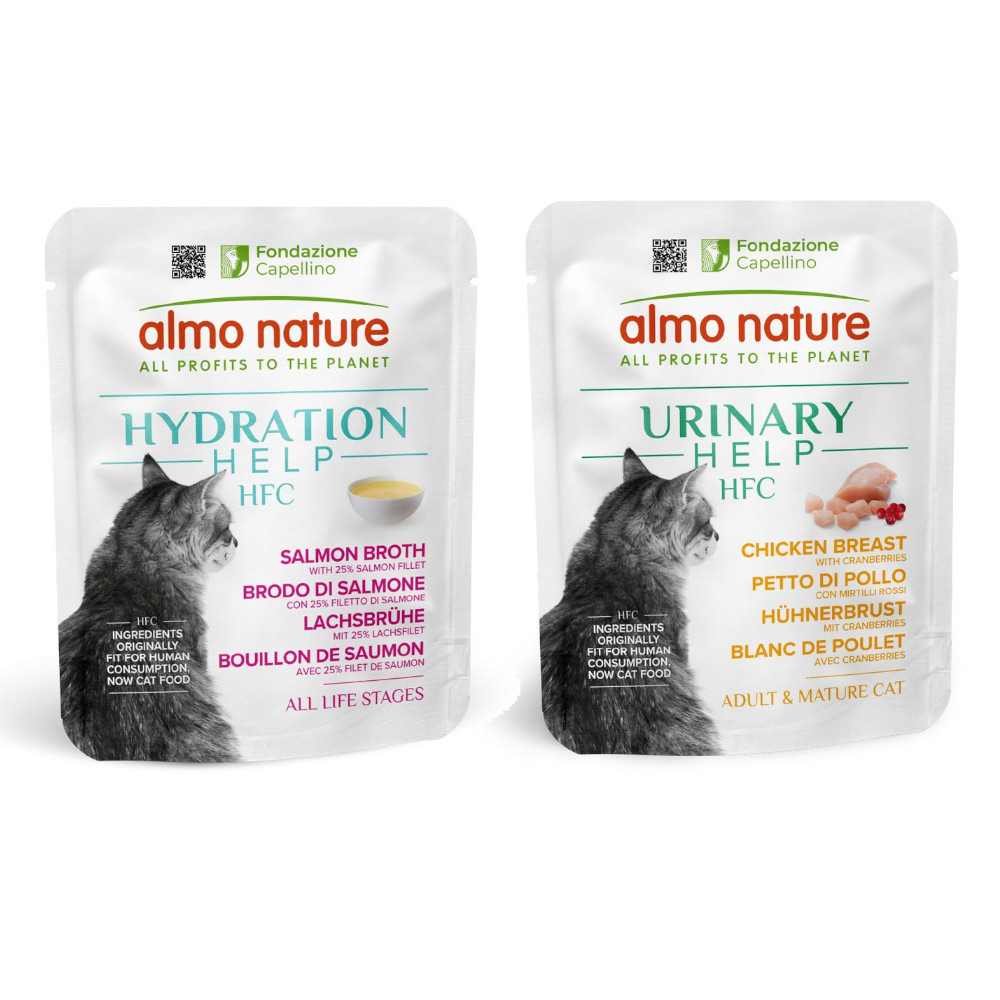 6 x 50 g Almo Nature HFC Hydration Help + 6 x 50 g Urinary Help zum Sonderpreis! - Lachsbrühe mit Lachsfilet + Hühnerbrust mit Cranberrys 6 x 50 g Almo Nature HFC Hydration Help + 6 x 50 g Urinary Help zum Sonderpreis! - Lachsbrühe mit Lachsfilet + Hühnerbrust mit Cranberrys von Almo Nature HFC